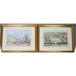 A pair of 19th century reproduction prints, Grosvenor square 1870 and Burlington House, in gold