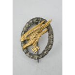 An original Luftwaffer Fallschirmjager paratrooper badge, gilt metal, bearing markers marks.