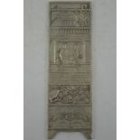 A Chinese Tibetan Miau silver bullion signed and stamped, figural design, 179cm.
