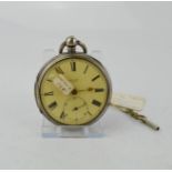 A silver English Lever pocket watch, Chester 1885, cream enamel face signed Jackson, Goole, inset