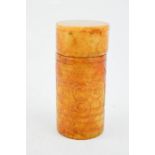 A Chinese natural yellow jade hand carved lidded toothpick holder.