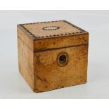 A 19th century burr walnut single tea caddy.