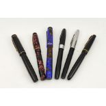 A group of fountain pens, to include Mentmore auto-flow , Shaeffer, Platignum and "Unique". Four