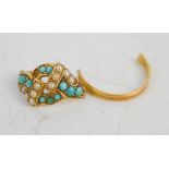 An 18ct gold, turquoise and seed pearl ring A/F.