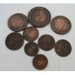 A George III two penny and other examples of GB coins.