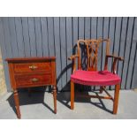 A Mahogany dining chair with a two drawer side table