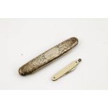 A silver penknife, engraved with decoration and a vacant cartouche, together with a miniature