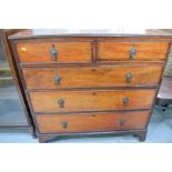 A 19th century mahogany chest of drawer, with two over three long graduated drawers and drop