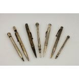 A group of Victorian silver propelling pencils.