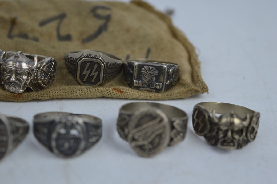 Quantity of German SS officers rings in a British soldiers rifle cleaning bag - Some rings are - Image 3 of 9