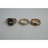 Three German SS officers rings all with makers / hallmarks
