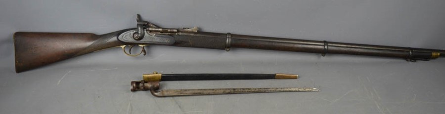 A Snider - Enfield three band breech-loading rifle and bayonet.