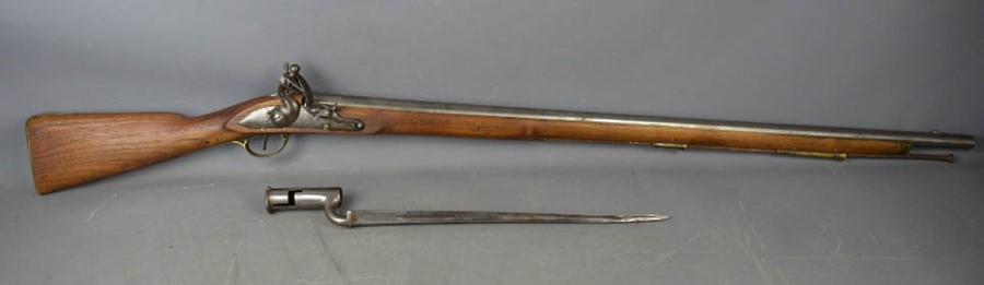 A short land pattern East India Company rifle and bayonet, made by Thomas.