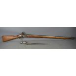 A short land pattern East India Company rifle and bayonet, made by Thomas.