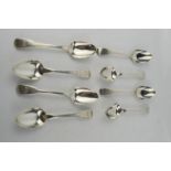 A set of eight silver dessert spoons, engraved with initials W.E.W., London 1808, by William Eley,