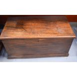 An antique oak blanket box, 41 by 86 by 46cm.