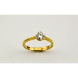 An 18ct gold and diamond solitaire, size N, 2.5g, approx 0.5ct diamond.