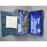 A Stradivarius Vincent Back coronet model 37, no. 81649, with hard case lined with blue velvet and