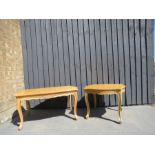 Two french style tables with glass tops