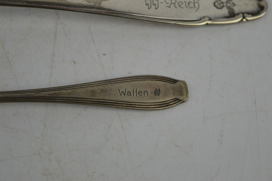 A pair of SS Waffen mess hall spoons with makers marks - Image 2 of 5
