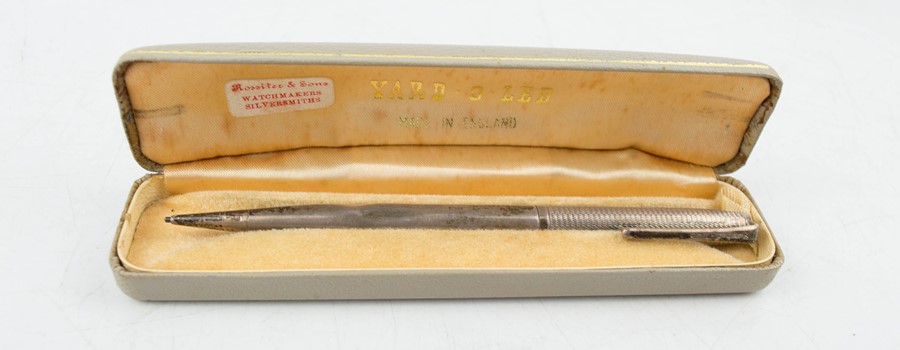 A Yard O Led silver propelling pencil, with box.