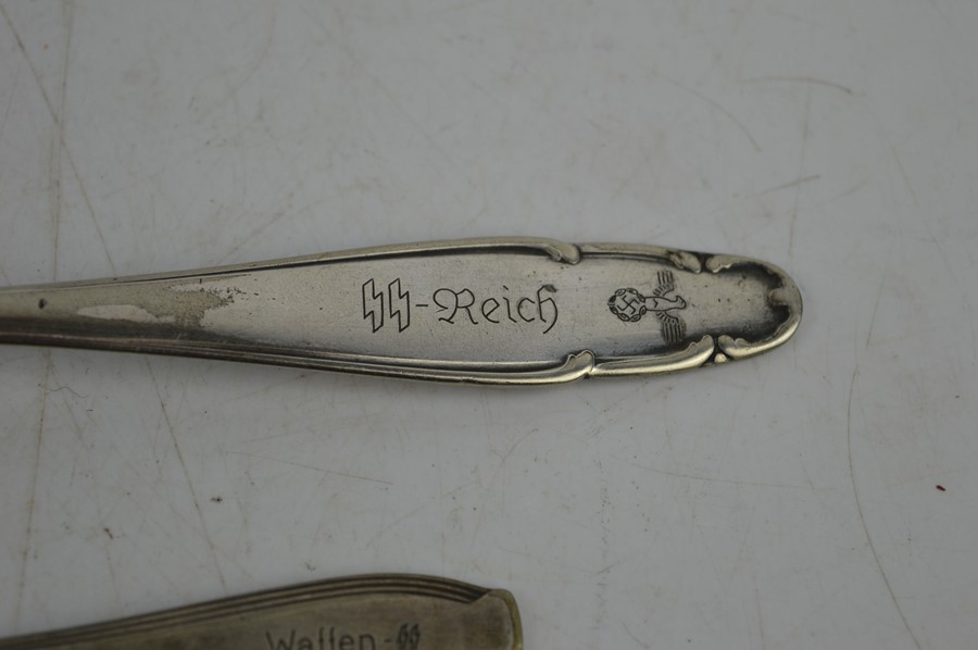 A pair of SS Waffen mess hall spoons with makers marks - Image 3 of 5