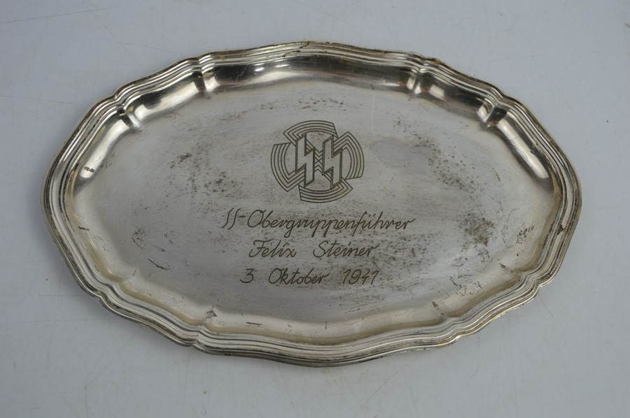 A silverplate presentation tray to SS obergruppenfuhrer Felix Steiner 3rd october 1941