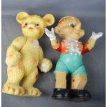 Two 1960s American rubber toy figures.