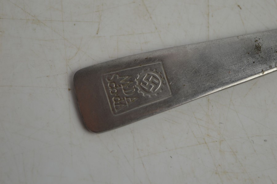 German Nazi spoons and fork - Large spoon marked Stalingrad with makers mark on back - Small spoon - Image 4 of 4