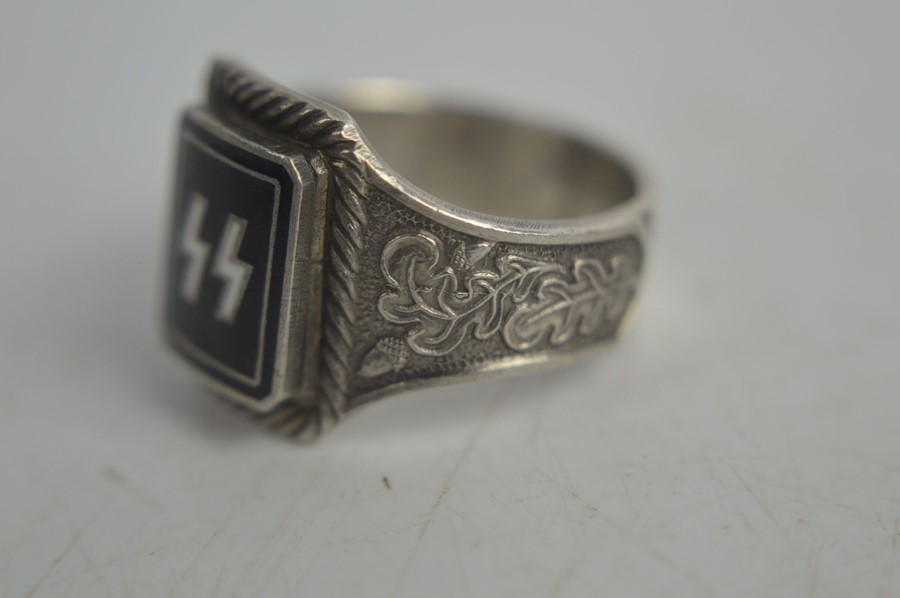 Three German SS officers rings all with makers / hallmarks - Image 6 of 10