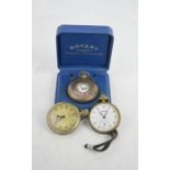 A Rotary half hunter pocket watch in original presentation case, an Ingersol and a Bernex example.