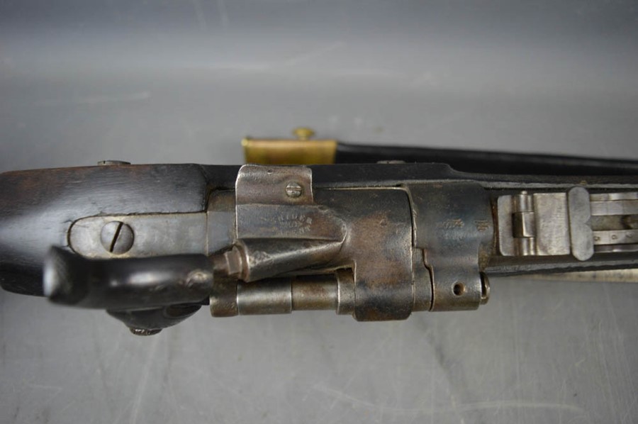 A Snider - Enfield three band breech-loading rifle and bayonet. - Image 4 of 4