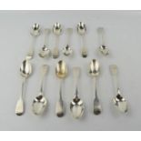 A set of twelve silver teaspoons, engraved with initials W.E.W., London 1877, various makers, 9.