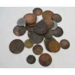 A group of coins to include a Krauwinckel Nuremberg token and a Roman coin