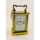 A Mappin & Webb carriage clock, with key, 11cm high.