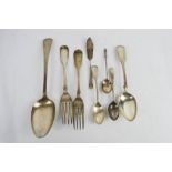 A group of silver spoons and forks, Victorian, 8.5toz.