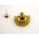 A Roman style amulet, gold (untested), 3cm high.