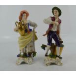 A pair of Volkstedt porcelain Rudolf Kammer figures, 'Wine Growers', 17cm high.