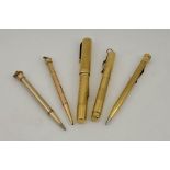 A Stilus pen and a group of propelling pencils, some 18ct rolled gold examples.