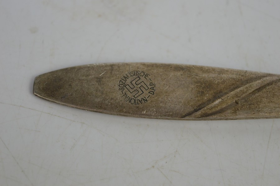 German Nazi spoons and fork - Large spoon marked Stalingrad with makers mark on back - Small spoon - Image 2 of 4