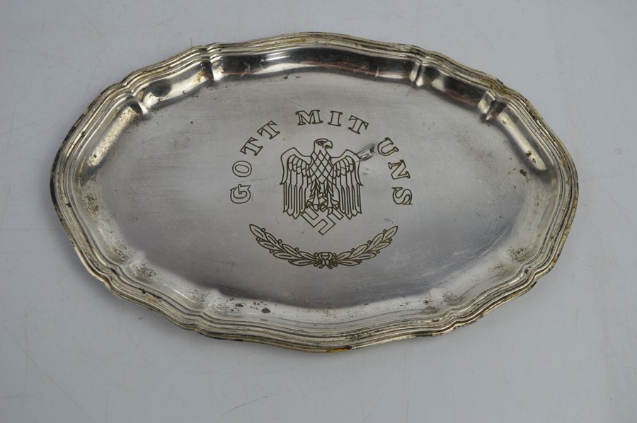 A German army officers mess silverplate tray - Gott mit uns