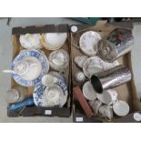 Two boxes of mixed items to include - Royal standard fancy free part tea service - Wine cooler -