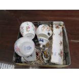 A group of costume jewellery plus a little sweetheart Aynsley pot - Royal albert - Staffordshire