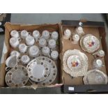 A box of Royal Vale china plus a box of china gold with pansys