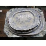A group of eight large Victorian meat platters