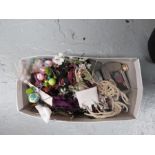 A box of costume jewellery to include pearls etc