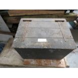 A wooden coal box
