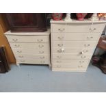 Two painted chest of drawers. (2)