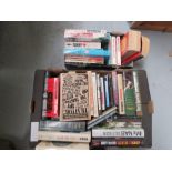 Two boxes of books to include Blitzkrieg - Great Sea Storms etc
