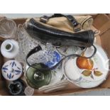 A box of mixed items to include Candle sticks - Glassware - Aynsley etc